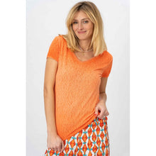 Load image into Gallery viewer, Italian V-Neck Tee in Orange &amp; Blue
