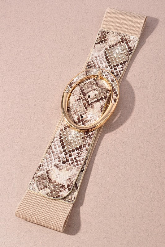 Snakeskin Print Stretch Belt-in 4 Colors