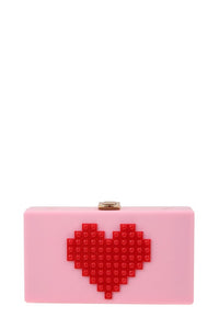 Pixelated Heart Clutch