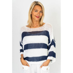 Striped Knit Tank in Navy/White