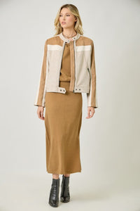 Color Blocked Moto Jacket