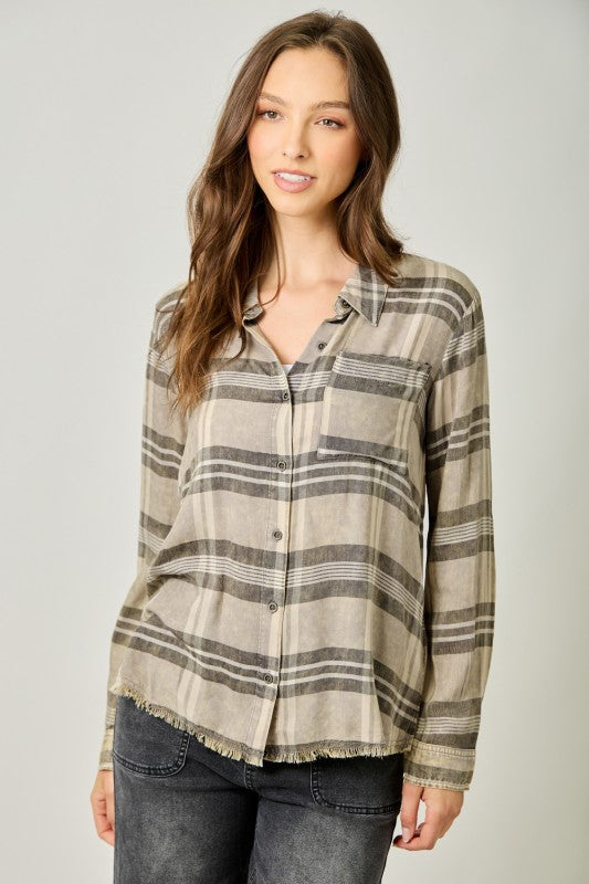 Washed Plaid Button Down