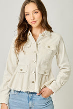 Load image into Gallery viewer, Washed Peplum Jacket in Ivory
