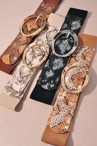 Snakeskin Print Stretch Belt-in 4 Colors