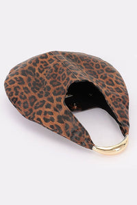 Faux Leather Leopard Hobo Bag