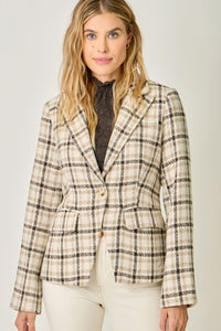 Plaid Blazer in Almond