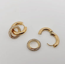 Load image into Gallery viewer, 18k Gold Plated Stainless Steel Cubic Zirconia Huggie Earring
