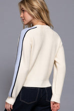 Load image into Gallery viewer, Cream With Blue Stripe Sleeve Sweater
