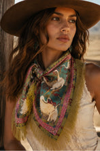 Load image into Gallery viewer, Fringed Tassel Chinoiserie Print Sqaure Scarf
