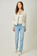 Load image into Gallery viewer, Washed Peplum Jacket in Ivory
