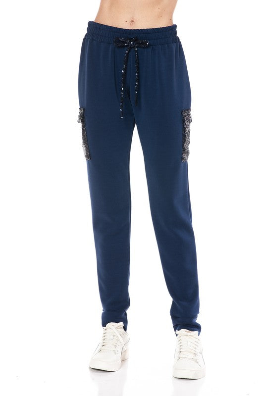Sequin Cargo Pocket Joggers