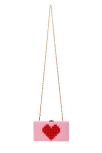 Pixelated Heart Clutch