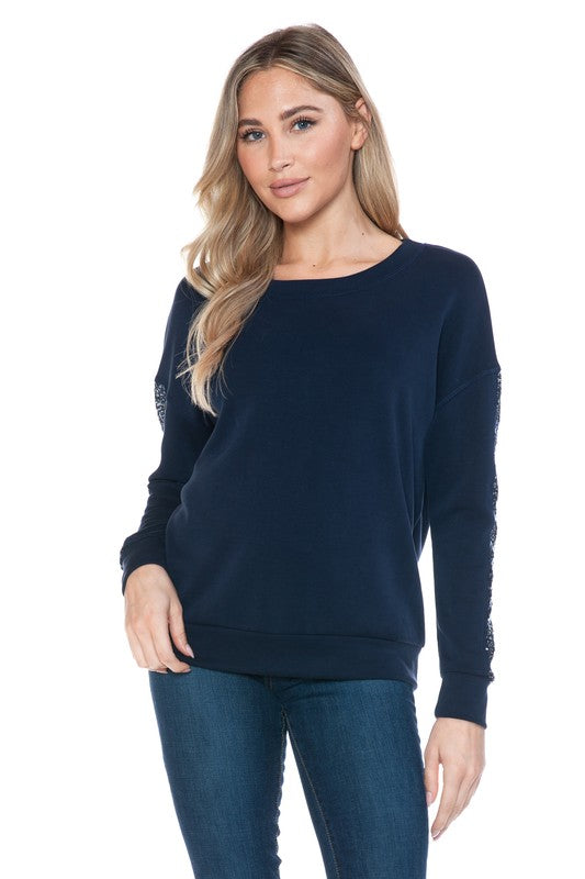 Sequin Side Stripe Top