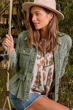 Load image into Gallery viewer, Washed Peplum Jacket in Washed Green
