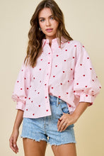 Load image into Gallery viewer, Heart Embroidered Button Down Top
