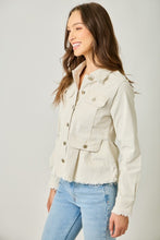 Load image into Gallery viewer, Washed Peplum Jacket in Ivory
