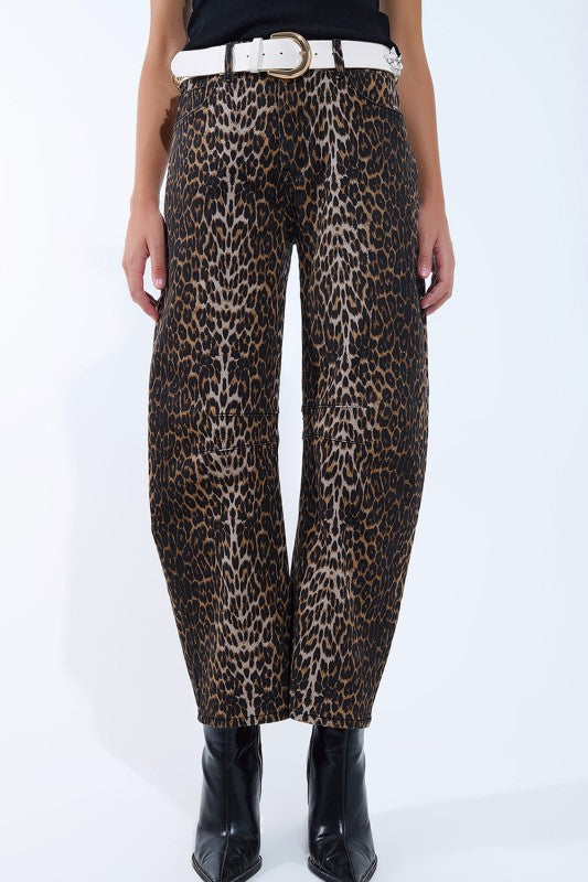 Leopard Barrel Jeans