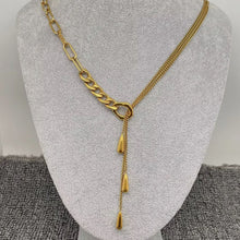 Load image into Gallery viewer, 18k Gold Plated Stainless Steel Teardrop Lariat
