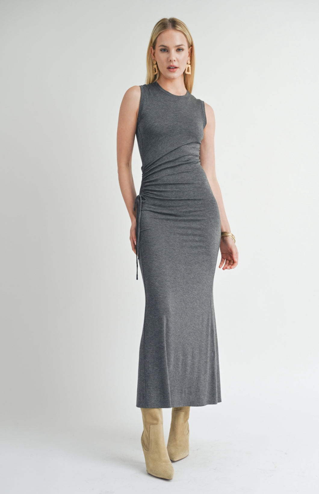 Time Alone Ruched Maxi Dress