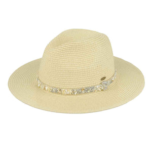 Gem Straw Panama Hat in White & Natural