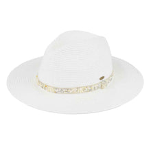 Load image into Gallery viewer, Gem Straw Panama Hat in White &amp; Natural
