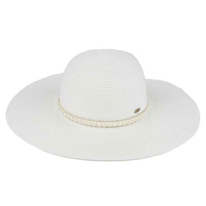 Wide Brim Pearl Band Panama Hat