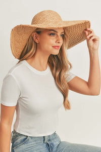 Floppy Straw Hat in White & Natural