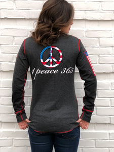 4Peace365 Patriotic Peace Long Sleeve Crewneck Tee