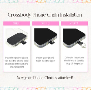 Silver Black Crossbody Phone Chain