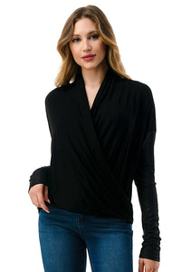 Wrap Top with Pleather Sleeve