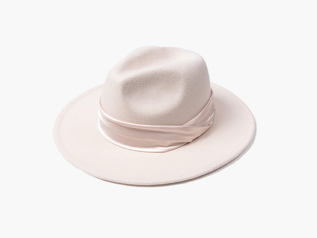 Tilly Satin Band Hat in Black & Cream