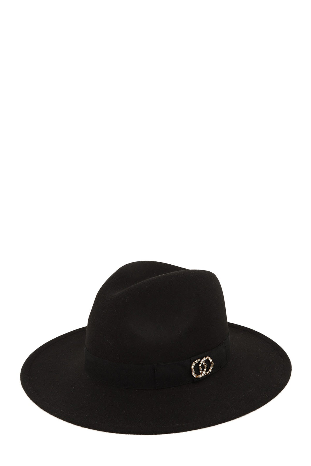 Double O Charm Fedora Hat in Black & Blush