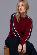 Load image into Gallery viewer, Burgundy with Navy Stripe Sweater
