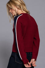 Load image into Gallery viewer, Burgundy with Navy Stripe Sweater
