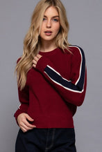 Load image into Gallery viewer, Burgundy with Navy Stripe Sweater
