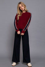 Load image into Gallery viewer, Burgundy with Navy Stripe Sweater
