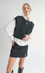 Vicki Lace Ruffles Sweater Tank