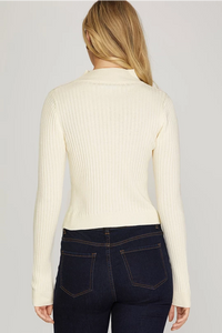 Mock Neck Ribbed Sweater in 3 Colors