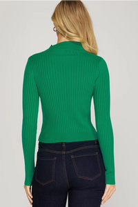 Mock Neck Ribbed Sweater in 3 Colors