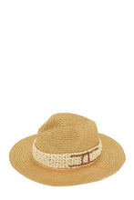 Load image into Gallery viewer, Straw Fedora Hat in Gold &amp; Black

