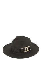 Load image into Gallery viewer, Straw Fedora Hat in Gold &amp; Black
