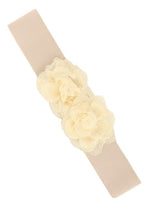 Load image into Gallery viewer, Linen Flower Elastic Stretch Belt in Fuchsia &amp; Ivory
