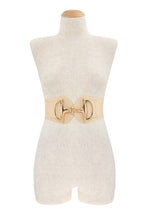 Load image into Gallery viewer, Horse Bit Stretch Belt in Black, Beige &amp; White
