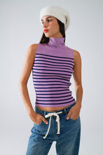 Load image into Gallery viewer, Striped Turtleneck Tank Top
