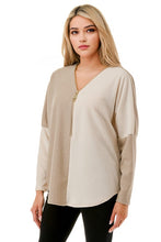 Load image into Gallery viewer, Color Block Dolman Sleeve Zip Top
