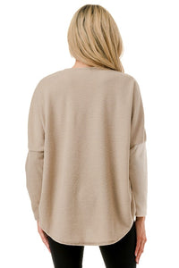 Color Block Dolman Sleeve Zip Top