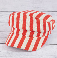 Load image into Gallery viewer, Red Striped Cabbie Hat
