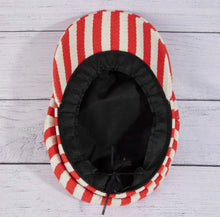 Load image into Gallery viewer, Red Striped Cabbie Hat
