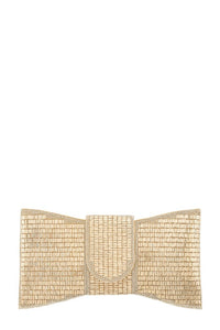 Crystal Bow Shaped Clutch/Crossbody in Gold & Silver