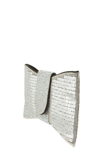 Crystal Bow Shaped Clutch/Crossbody in Gold & Silver